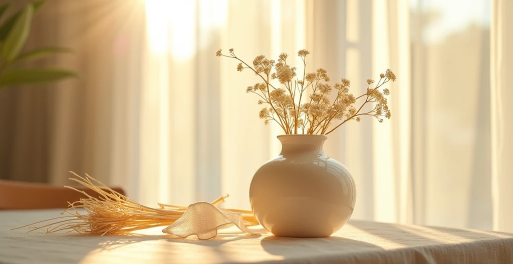 There is a vase on the table, straw, Designed for comfort and aesthetics!, woman, Detailed scenario, thing, filter, Let's go,, Light colors, noon, author:Emma Andijewska, Product introduction photos, 2 colors, sunny morning light, Product introduction photoss, Kawaii, notice, (mist) Cute style