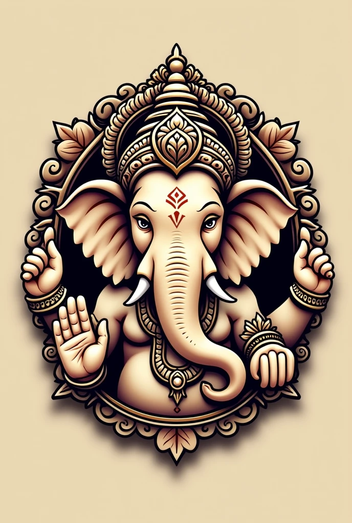 use lord Ganesh photo and make a logo with using Irakalgada gaja labels
