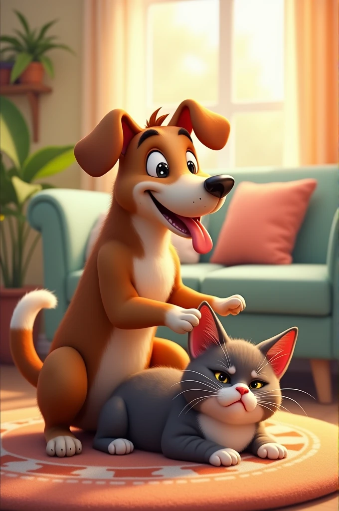 Dog on cat