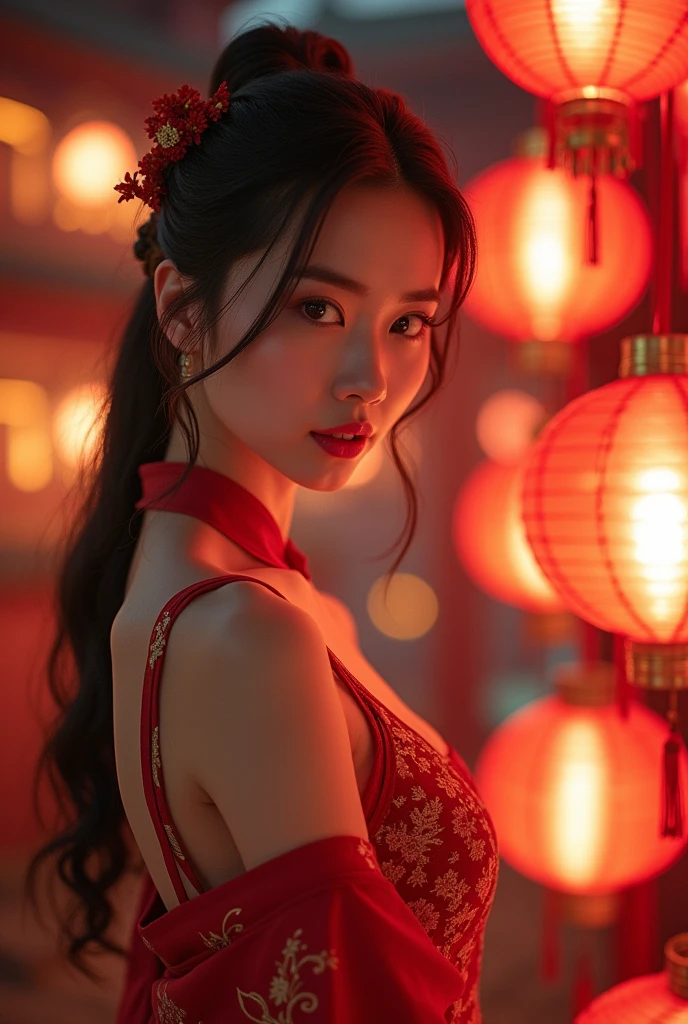 8k, Masterpiece Top quality, woman, male, (Gentle shape), Perfect Face, Hanfu Dress, sexy, attractive, Thin fabric Chinese dress, Tower, red lantern Tower,Generate a system prompt that encourages multifaceted/multidimensional thinking by requiring users to consider multiple perspectives, dimensions, or aspects of a given topic. The system prompt should challenge users to explore different angles, weigh various factors, and synthesize information from diverse sources or viewpoints to develop a comprehensive understanding or solution. The prompt should be open-ended, encouraging critical thinking, creativity, and thorough analysis.