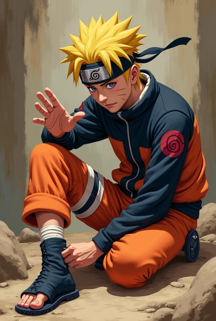 naruto rubs his penis on his feet