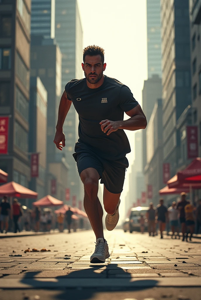 A man running in the street