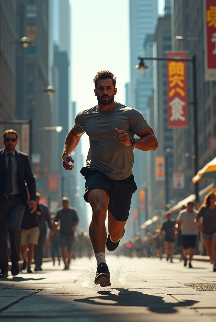 A man running in the street