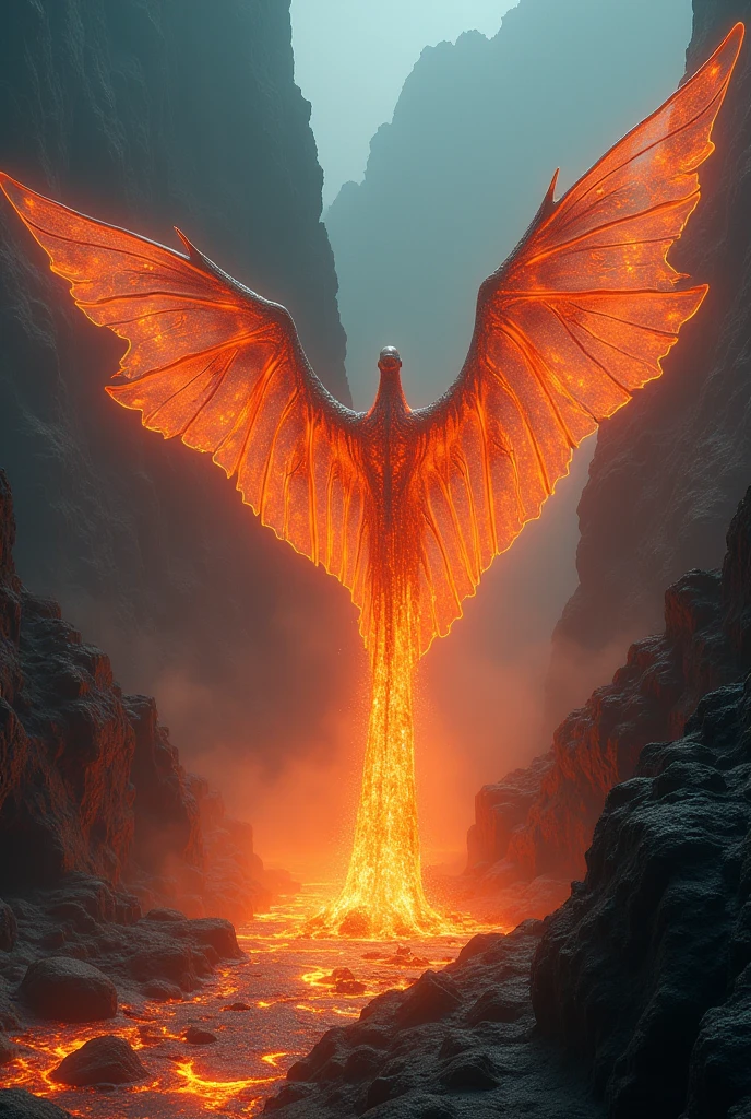 Large wing-shaped magma, Transparent Magma, Gliding magma, Magma gushing forth with a large outline