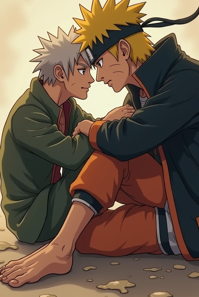 naruto licks a man's feet, The sweat on the man's feet is obvious