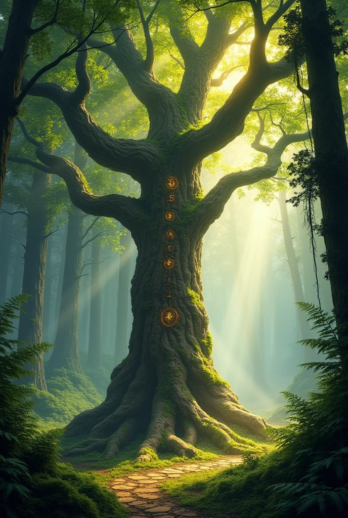 Magical tree in a forest