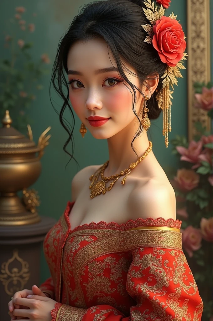 Woman wearing Thai dress