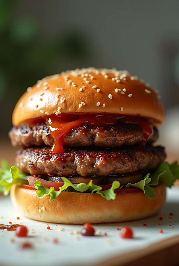 Juicy burger so juicy that it shines
