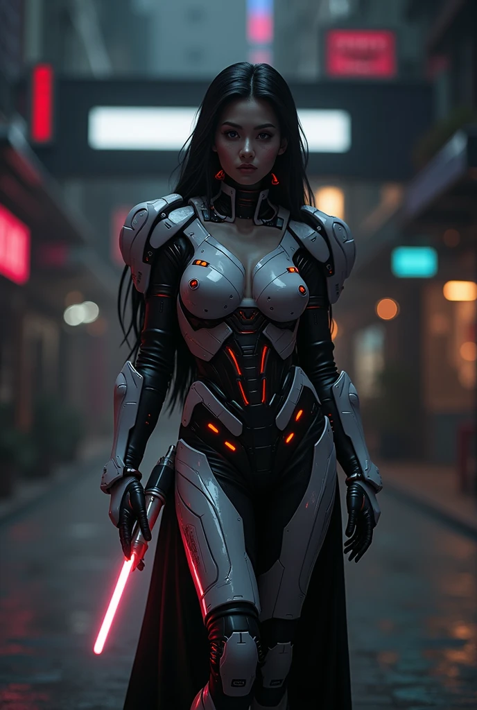 a woman in a futuristic suit with a glowing head and chest, cyberpunk art inspired by Marek Okon, cgsociety contest winner, digital art, gynoid cyborg body, girl in mecha cyber armor, cyber suit, cybersuit, in white futuristic armor, cybersuits, diverse cybersuits, gynoid body, echo from overwatch, perfect anime cyborg woman