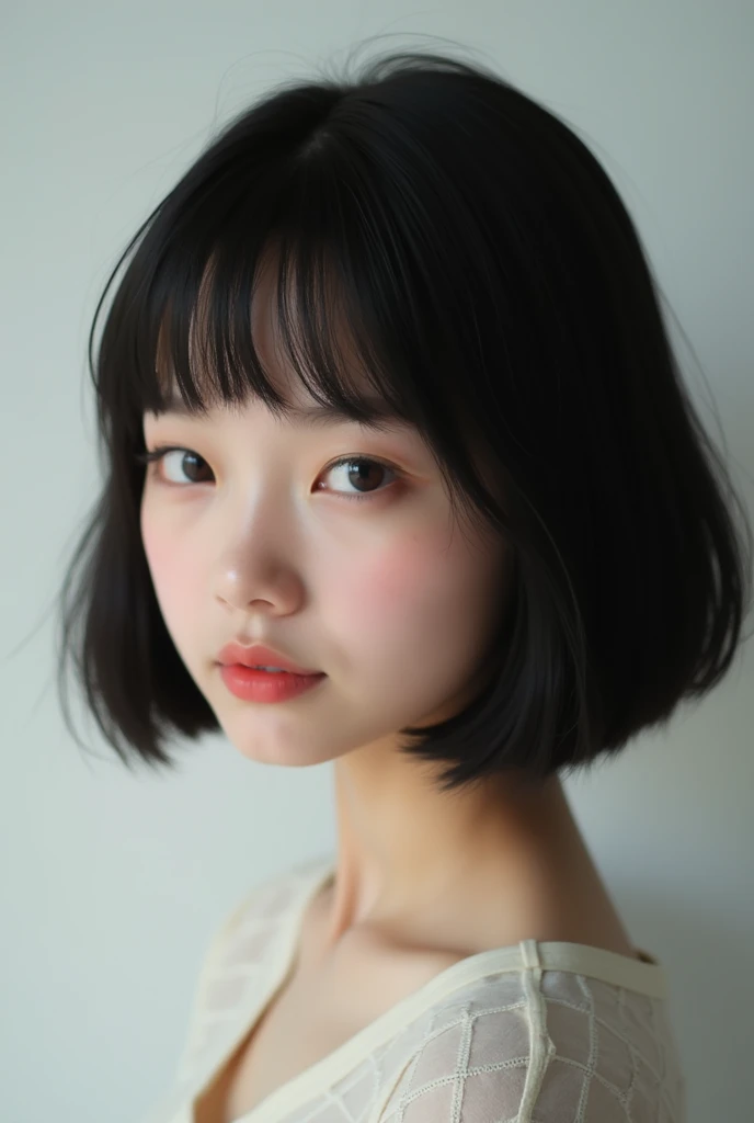 A girl with bob cut hair and silky 