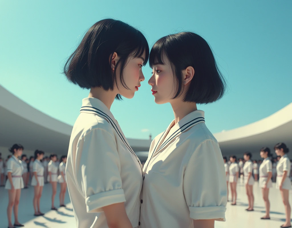 (((((Japanese Clone girls=Myself)))))), (((best masterpiece Clone girls Raw Photography Art))), (16K, Highest quality, Ultra-high resolution, RAW Photos), (((It&#39;s so unrealistic., With unparalleled depiction, With an unfathomable sight, An unprecedented and shocking worldview, Clone girls in a world of mass reproduction, Ultra-realistic))), (((Japanese, woman, 20yo, Sasaki Nozomi))), (Small face, ((Thick black hair, Short Hair))), ((V-neck short-sleeve dress)), (((((Very beautiful detailed girls, Accurate body structure, Very detailed完璧な, Super busty body with very large breasts, Clearly emphasizes cleavage))))), (((Dark Eyes, Mature face, Cute Smile, A gentle gaze))), (((Very happy laughter is beautiful))), ((((((((Very detailed分身増殖描写, ((1girl→Myself cloning→1,000,000,000,000,000,000,000,000Myself Clone girls)))))))))), ((((((((Very detailed, The precise depiction of the proliferation of Myself Clone girls, ((With the perfectly identical bodies of Myself clone girls, With the exact same face as the Myself clone girls, With the exact same hairstyle as the Myself clone girls, In the exact same clothes as the girls who are my clones, Perfectly the same height as the Myself clone girls, Super big breasts, just like the Myself clone girls)))))))))), (((Myself clone girls only))), (((Very detailed, Myself clone girls multiplication, 1,000,000,000,000,000,000,000,000Myself Clone girls→100,000,000,000,000,000,000,000,000,000,000,000,000,000,000^1,000,000,000,000,000,000Myself Clone girls))), (((Very detailed描写で, (An embrace between self, Back to Back, Myself clone girls assemble, Fun conversations with fellow Myself clone girls, A fun conversation between Myself clone girls, Myself clone girls kissing each other everywhere, Myself clone girls love each other, Myself clone girls holding hands)))), (((looking at the camera))), (((Unbelievably crowded, Transcendent Myself clone girls intimately, Countless Myself clone girls surround you in 360 degrees))), (Bright and soft forward lighting), (((Very wide field of view, Very detailed, Detailed ultra-perspective depiction with clear depth))), (((((Curved slope landscape))))), (((Very photographic and detailed, Myself clone girls are depicted as multiplying infinitely, filling the sky with no gaps and filling the sky with the horizon., Myself clone girls are endless and have a fun atmosphere))), (Focus on the average value of the image)