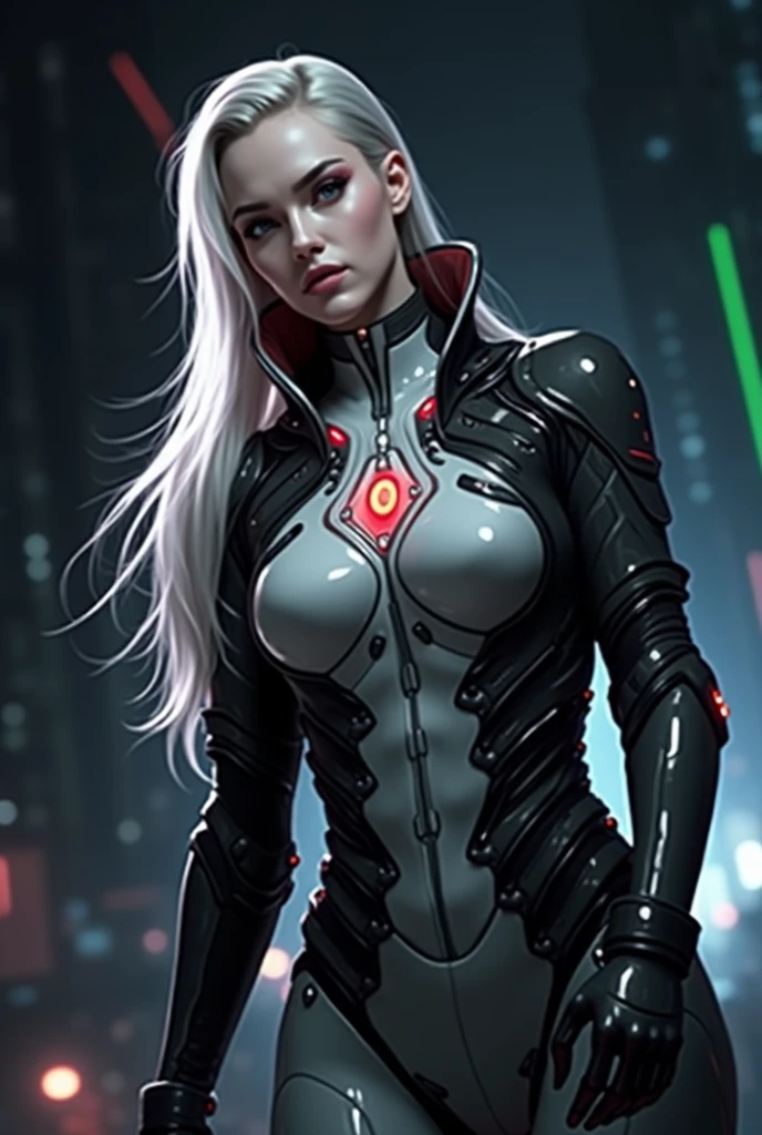 a woman in a futuristic suit with a glowing head and chest, cyberpunk art inspired by Marek Okon, cgsociety contest winner, digital art, gynoid cyborg body, girl in mecha cyber armor, cyber suit, cybersuit, in white futuristic armor, cybersuits, diverse cybersuits, gynoid body, echo from overwatch, perfect anime cyborg woman