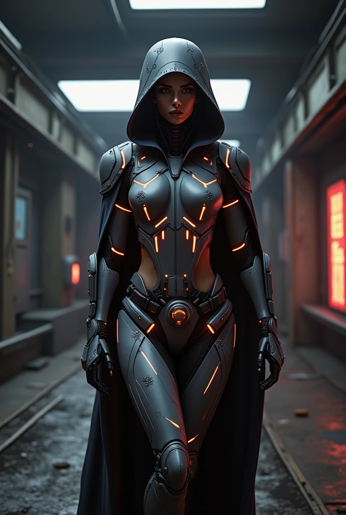 a woman in a futuristic suit with a glowing head and chest, cyberpunk art inspired by Marek Okon, cgsociety contest winner, digital art, gynoid cyborg body, girl in mecha cyber armor, cyber suit, cybersuit, in white futuristic armor, cybersuits, diverse cybersuits, gynoid body, echo from overwatch, perfect anime cyborg woman