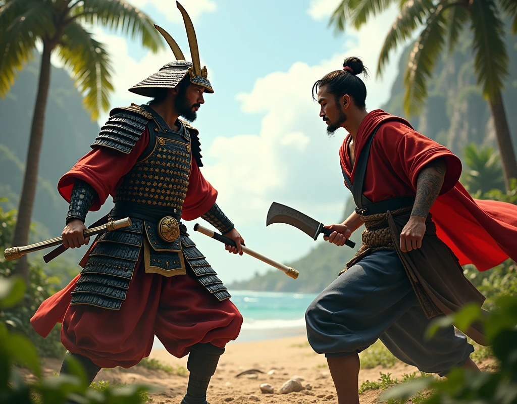 The Japanese warrior came arrogantly, the Malay admiral was ordered to fight by the king of Siam using machete,Malay admiral fight