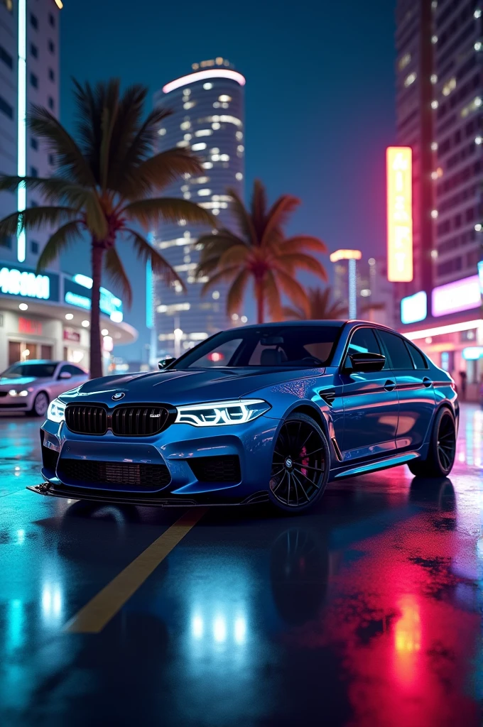 Bmw m5 at night in maimi