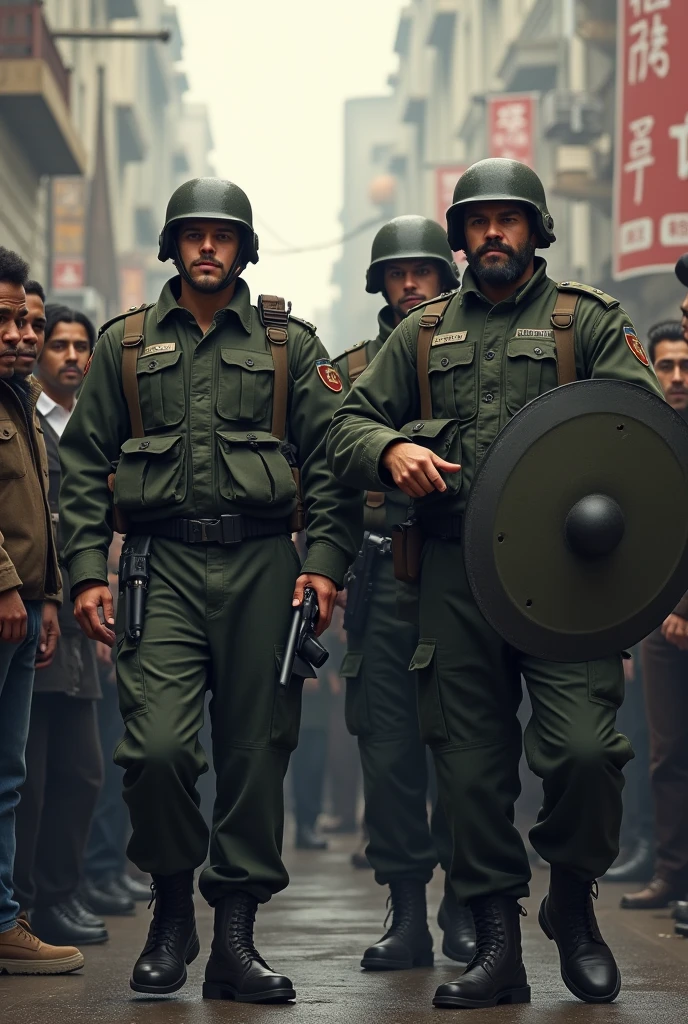 State soldiers stood by the people and helped them