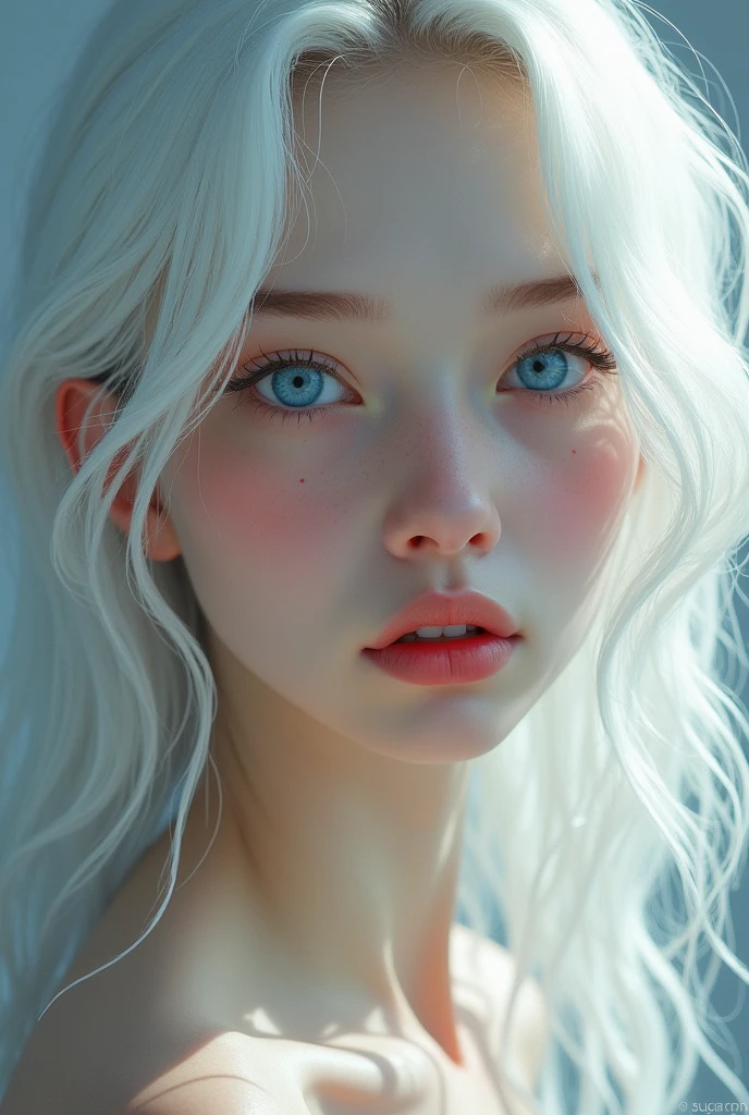 The Girl with Blue Eyes, White hair