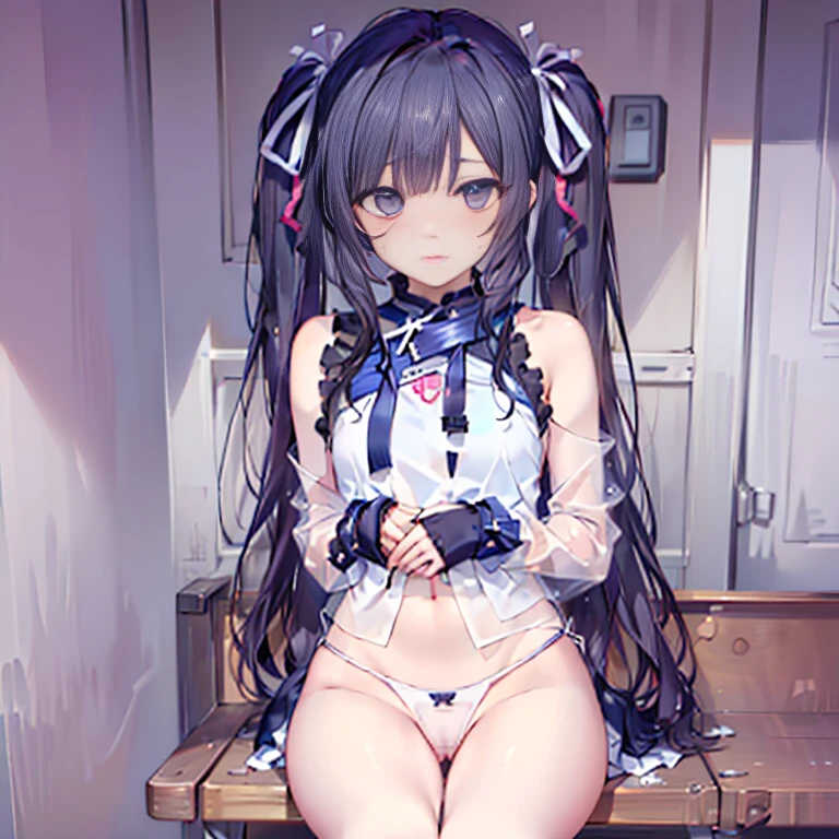 (((Playing with her crotch with a very sad face))),Very beautiful girl, See through,Beautiful and fair、Beautiful Skin、Glowing Skin, bright, Refreshing and gentle look, Perfect beautiful face、Beautiful shiny bangs, Small breasts,Lace dress,See through,(((女性のためのsexyな透明なパンティー,Hola,seamless,Low waist,Plain,Quick-drying underwear,sexy))),(To look directly at the crotch.),(Tea-colored hair with a pink ribbon and twin tails:1.23),(((ベルトとストラップ付きのFor women下着セット,Metal Chain,sexyなランジェリー,4 Piece Set,Porn Wear,Nightclub Temptation,For women))),((Underwear is transparent level 55%)),((50% chance of wearing thin underwear%)),(((Extremely small underwear that shows the pussy line)))