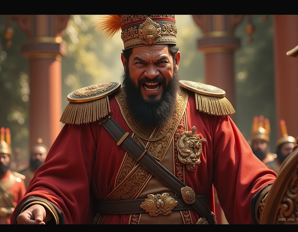 Malay Admiral getting Mad,wearing Malay attire,Hang Tuah
