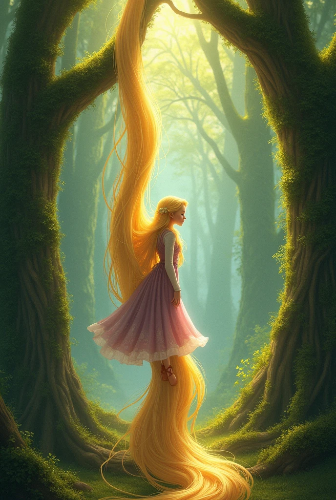 Rapunzel climb with her hair 