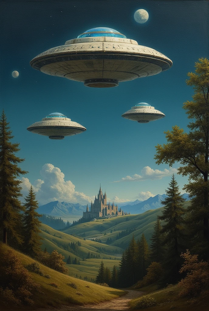 UFOs in the sky Renaissance painting 