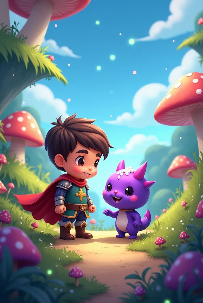 The little hero hooks up with the little purple monster