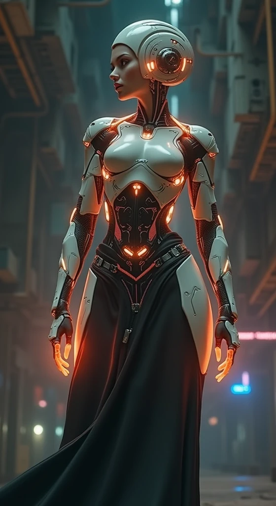 a woman in a futuristic suit with a glowing head and chest, cyberpunk art inspired by Marek Okon, cgsociety contest winner, digital art, gynoid cyborg body, girl in mecha cyber armor, cyber suit, cybersuit, in white futuristic armor, cybersuits, diverse cybersuits, gynoid body, echo from overwatch, perfect anime cyborg woman
