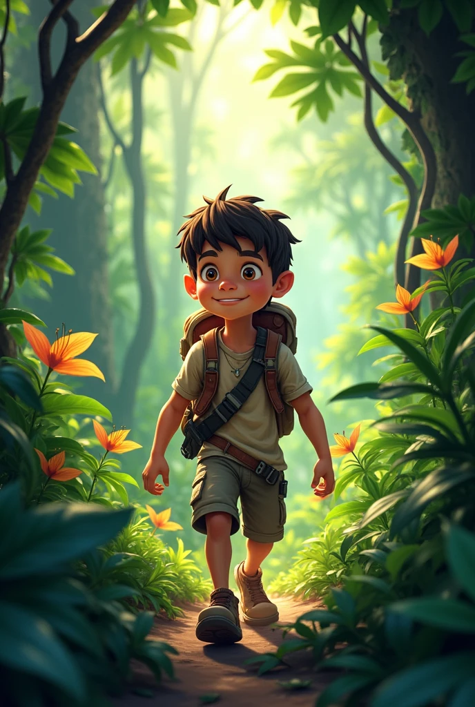 Adventure Boy seeing in jungle