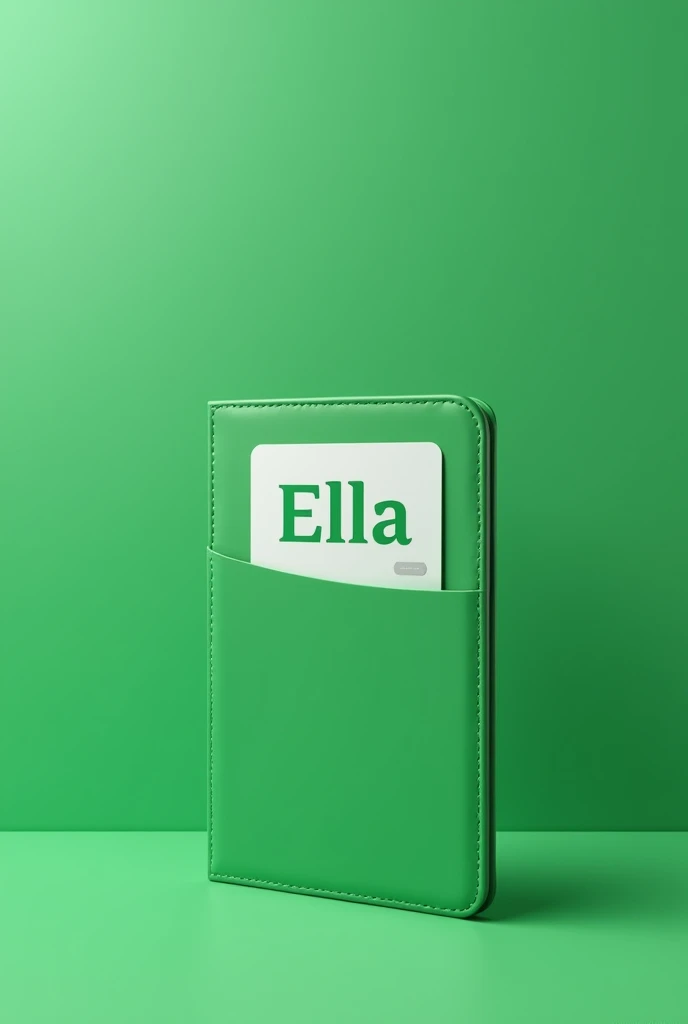 passbook color green , name the front Card and under is a name Ella without a face