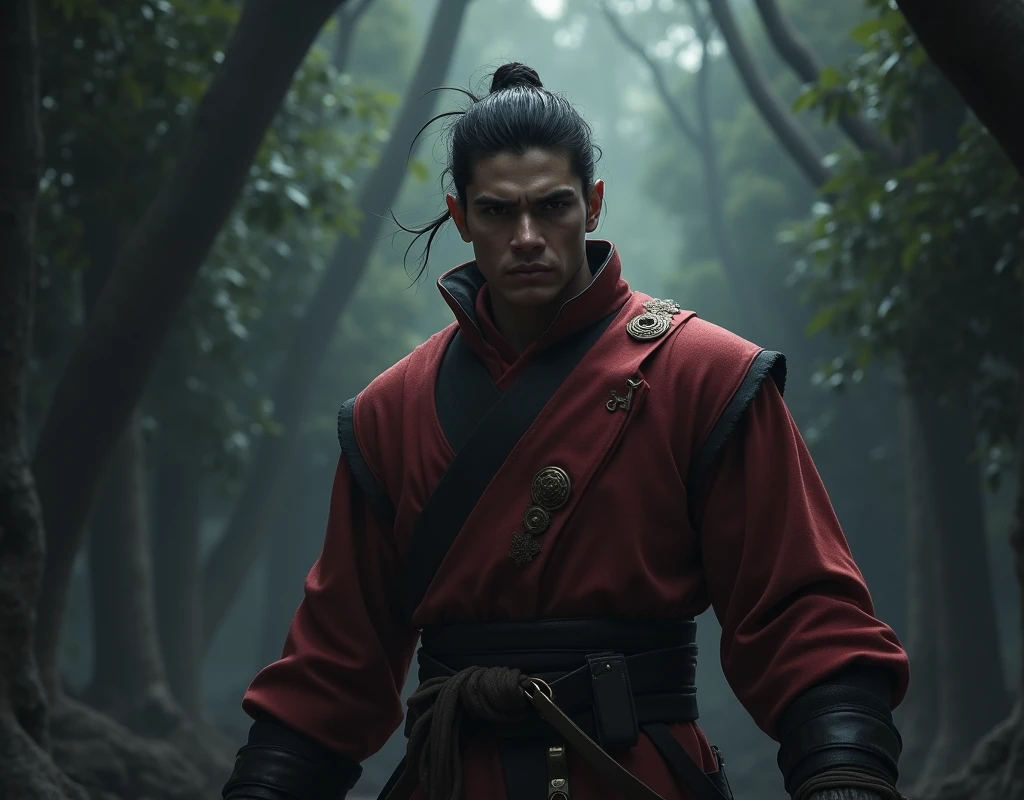 Malay Admiral getting Mad,wearing Malay attire,Hang Tuah,dark,scary,revenge,powerful,young and handsome,strong,bold,male,using Baju Melayu,Malay face