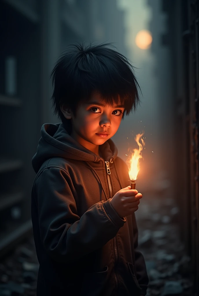 Ali  confidently takes out a small torch, shining its light forward. The beam of light cuts through the darkness, offering some hope as they prepare to continue their journey.