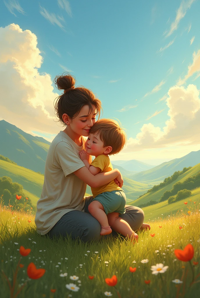 Literature of parents  child with beautiful background 