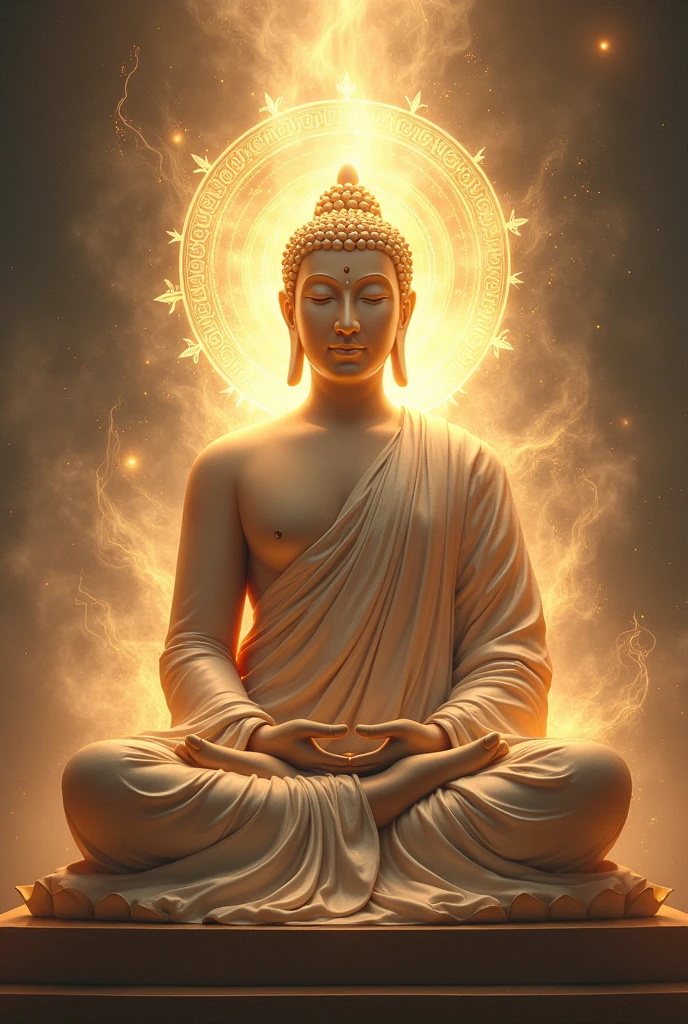 Buddha appearing with radiant light, majestic and solemn