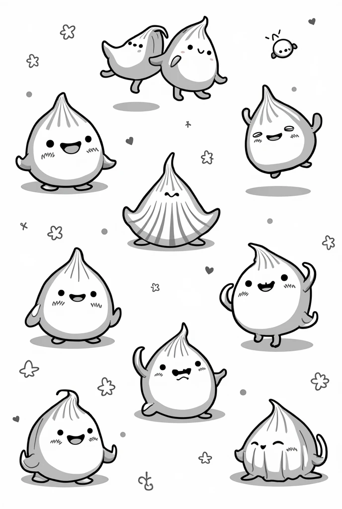 black and white dumplings coloring book