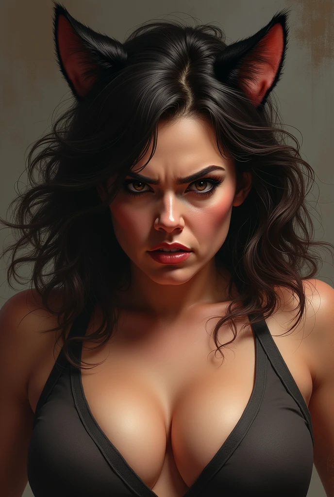angry fat brunette milf with cat ears