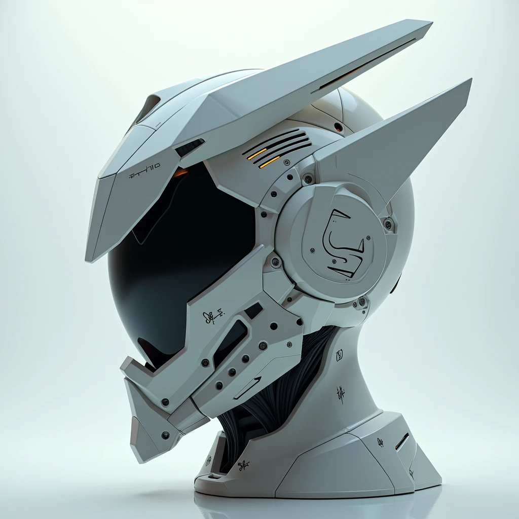(photorealism:1.2), a gundam inspired helmet design, product design, 3d, 3d design