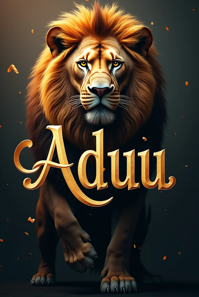 Make A Attractive Image Of ADUU name With Lion Background 