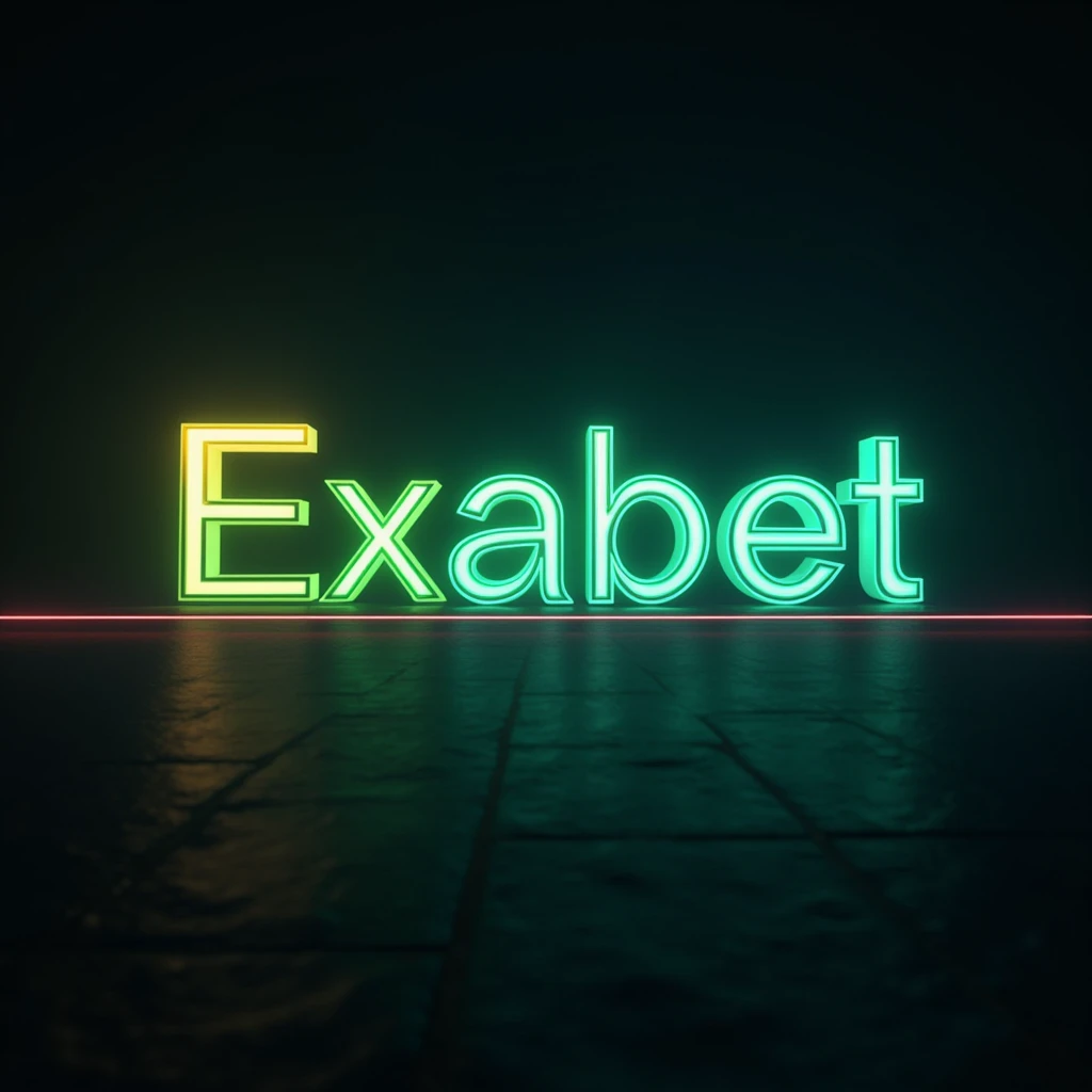 Create an image with the name exabet in neon green and yellow 