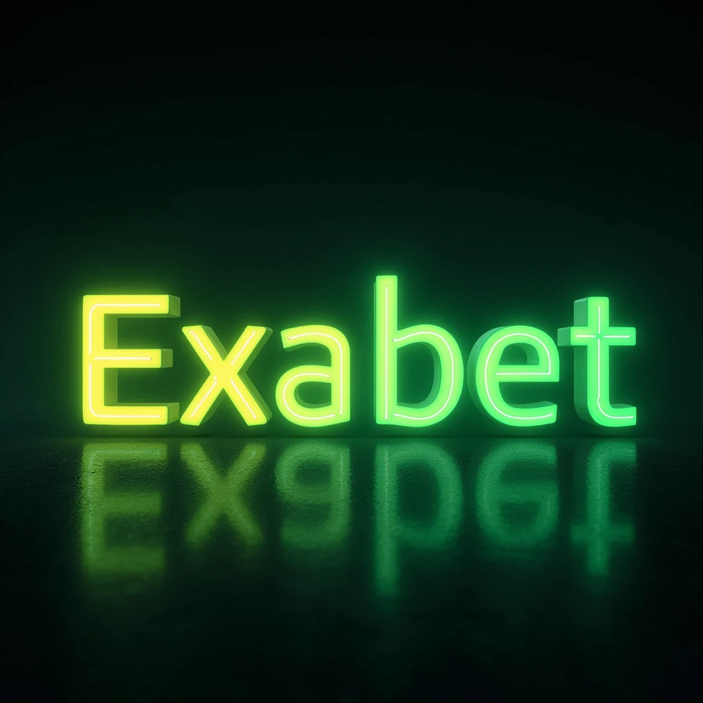 Create an image with the name exabet in neon green and yellow