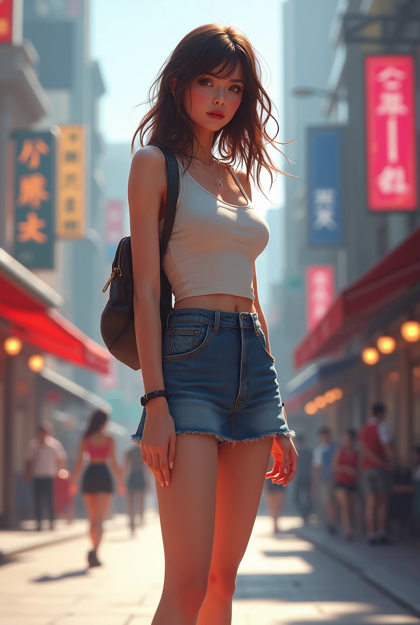 A girl in a mini skirt