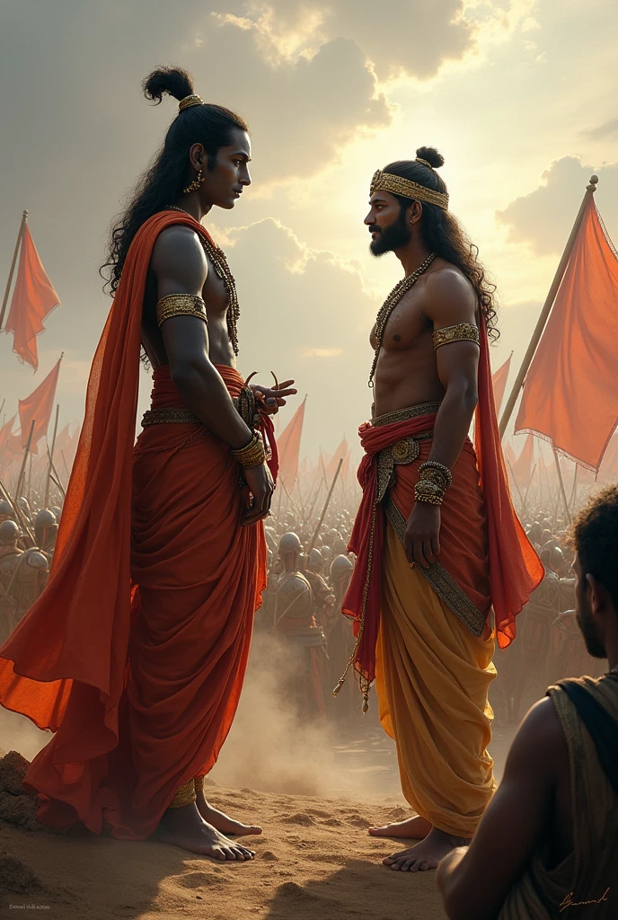 Sri Krishna with Arjuna in Mahabharata battle with serious to get succeed quotation in Telugu