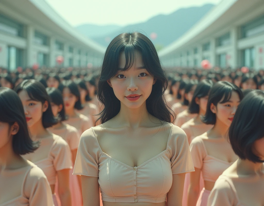 (((((Japanese Clone girls=Myself)))))), (((best masterpiece Clone girls Raw Photography Art))), (16K, Highest quality, Ultra-high resolution, RAW Photos), (((It's so unrealistic., With unparalleled depiction, With an unfathomable sight, An unprecedented and shocking worldview, Clone girls in a world of mass reproduction, Ultra-realistic))), (((Japanese, woman, 24yo, Yoshioka-riho))), (Small face, ((Thick black hair, Semi-long hair))), ((V-neck short-sleeve dress)), (((((Very beautiful detailed girls, Accurate body structure, Very detailed完璧な, Super busty body with very large breasts, Clearly emphasizes cleavage))))), (((Dark Eyes, Mature face, Cute Smile, A gentle gaze))), (((Very happy laughter is beautiful))), ((((((((Very detailed分身増殖描写, ((1girl→Myself cloning→1,000,000,000,000,000,000,000,000Myself Clone girls)))))))))), ((((((((Very detailed, The precise depiction of the proliferation of Myself Clone girls, ((With the perfectly identical bodies of Myself clone girls, With the exact same face as the Myself clone girls, With the exact same hairstyle as the Myself clone girls, In the exact same clothes as the girls who are my clones, Perfectly the same height as the Myself clone girls, Super big breasts, just like the Myself clone girls)))))))))), (((Myself clone girls only))), (((Very detailed, Myself clone girls multiplication, 1,000,000,000,000,000,000,000,000Myself Clone girls→100,000,000,000,000,000,000,000,000,000,000,000,000,000,000^1,000,000,000,000,000,000Myself Clone girls))), (((Very detailed描写で, (An embrace between self, Back to Back, Myself clone girls assemble, Fun conversations with fellow Myself clone girls, A fun conversation between Myself clone girls, Myself clone girls kissing each other everywhere, Myself clone girls love each other, Myself clone girls holding hands)))), (((looking at the camera))), (((Unbelievably crowded, Transcendent Myself clone girls intimately, Countless Myself clone girls surround you in 360 degrees))), (Soft sunlight in direct sunlight), (((Very wide field of view, Very detailed, Detailed ultra-perspective depiction with clear depth))), (((((View of the curved slope))))), (((Very photographic and detailed depiction, Myself clone girls will multiply infinitely and fill the horizon with no gaps and super close female bodies., A scene of endless Myself clone girls and a fun atmosphere))), (Focus on the average value of the image)