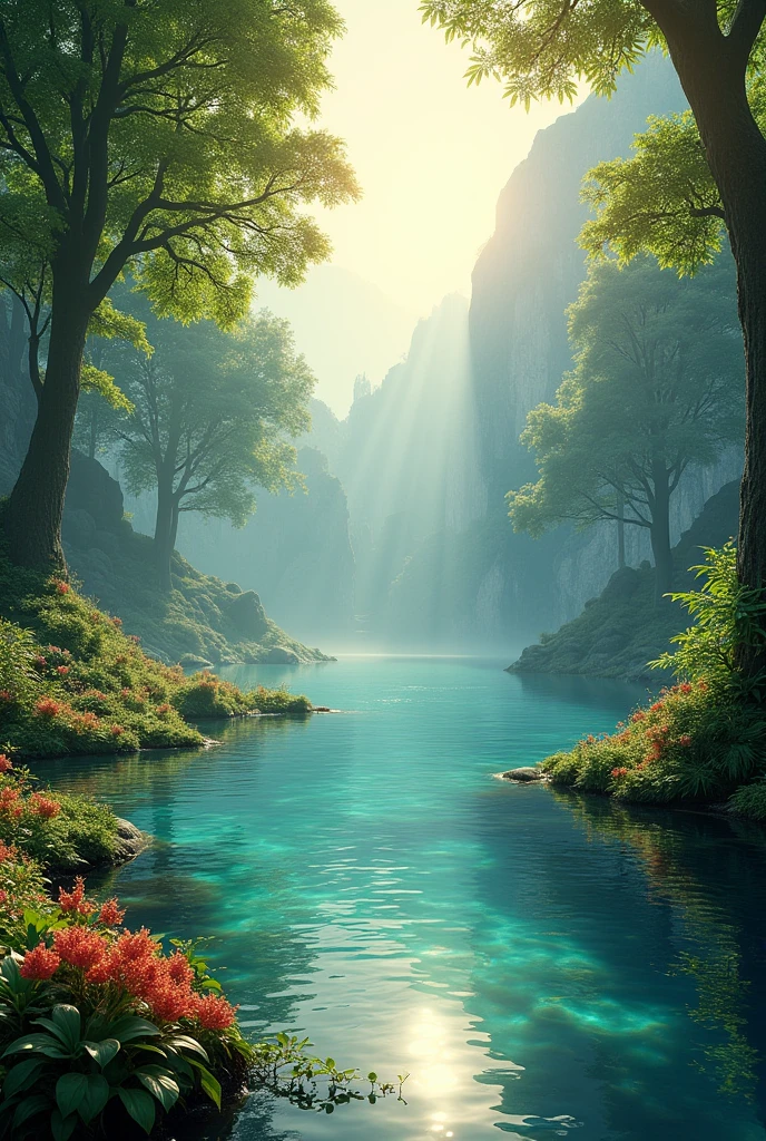sun　Beautiful lake　Rich in nature　
