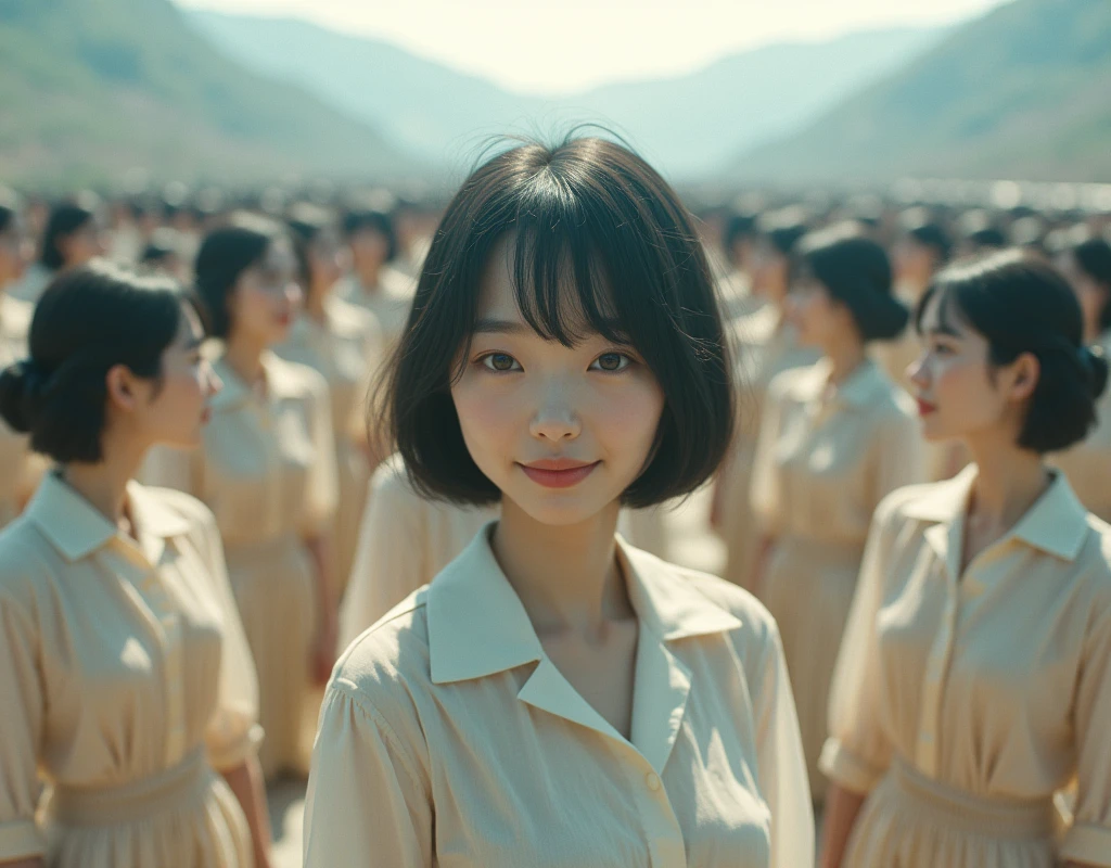 (((((Japanese Clone girls=Myself)))))), (((best masterpiece Clone girls Raw Photography Art))), (16K, Highest quality, Ultra-high resolution, RAW Photos), (((It's so unrealistic., With unparalleled depiction, With an unfathomable sight, An unprecedented and shocking worldview, Clone girls in a world of mass reproduction, Ultra-realistic))), (((Japanese, woman, 24yo, Yoshioka-riho))), (Small face, ((Thick black hair, Semi-long hair))), ((V-neck short-sleeve dress)), (((((Very beautiful detailed girls, Accurate body structure, Very detailed完璧な, Super busty body with very large breasts, Clearly emphasizes cleavage))))), (((Dark Eyes, Mature face, Cute Smile, A gentle gaze))), (((Very happy laughter is beautiful))), ((((((((Very detailed分身増殖描写, ((1girl→Myself cloning→1,000,000,000,000,000,000,000,000Myself Clone girls)))))))))), ((((((((Very detailed, The precise depiction of the proliferation of Myself Clone girls, ((With the perfectly identical bodies of Myself clone girls, With the exact same face as the Myself clone girls, With the exact same hairstyle as the Myself clone girls, In the exact same clothes as the girls who are my clones, Perfectly the same height as the Myself clone girls, Super big breasts, just like the Myself clone girls)))))))))), (((Myself clone girls only))), (((Very detailed, Myself clone girls multiplication, 1,000,000,000,000,000,000,000,000Myself Clone girls→100,000,000,000,000,000,000,000,000,000,000,000,000,000,000^1,000,000,000,000,000,000Myself Clone girls))), (((Very detailed描写で, (An embrace between self, Back to Back, Myself clone girls assemble, Fun conversations with fellow Myself clone girls, A fun conversation between Myself clone girls, Myself clone girls kissing each other everywhere, Myself clone girls love each other, Myself clone girls holding hands)))), (((looking at the camera))), (((Unbelievably crowded, Transcendent Myself clone girls intimately, Countless Myself clone girls surround you in 360 degrees))), (Soft sunlight in direct sunlight), (((Very wide field of view, Very detailed, Detailed ultra-perspective depiction with clear depth))), (((((View of the curved slope))))), (((Very photographic and detailed depiction, Myself clone girls will multiply infinitely and fill the horizon with no gaps and super close female bodies., A scene of endless Myself clone girls and a fun atmosphere))), (Focus on the average value of the image)