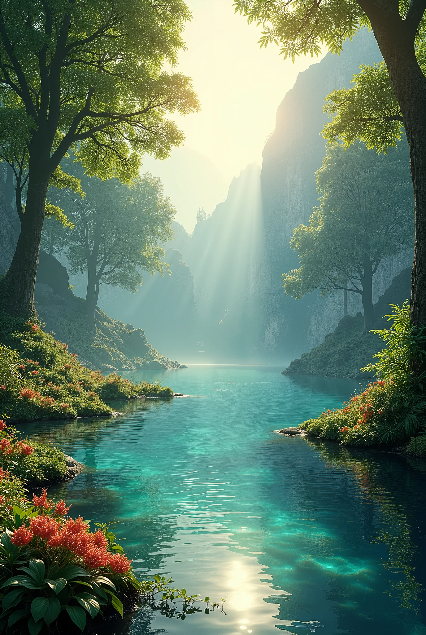 sun Beautiful lake Rich in nature