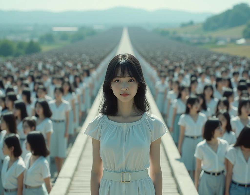 (((((Japanese Clone girls=Myself)))))), (((best masterpiece Clone girls Raw Photography Art))), (16K, Highest quality, Ultra-high resolution, RAW Photos), (((It's so unrealistic., With unparalleled depiction, With an unfathomable sight, An unprecedented and shocking worldview, Clone girls in a world of mass reproduction, Ultra-realistic))), (((Japanese, woman, 24yo, Yoshioka-riho))), (Small face, ((Thick black hair, Semi-long hair))), ((V-neck short-sleeve dress)), (((((Very beautiful detailed girls, Accurate body structure, Very detailed完璧な, Super busty body with very large breasts, Clearly emphasizes cleavage))))), (((Dark Eyes, Mature face, Cute Smile, A gentle gaze))), (((Very happy laughter is beautiful))), ((((((((Very detailed分身増殖描写, ((1girl→Myself cloning→1,000,000,000,000,000,000,000,000Myself Clone girls)))))))))), ((((((((Very detailed, The precise depiction of the proliferation of Myself Clone girls, ((With the perfectly identical bodies of Myself clone girls, With the exact same face as the Myself clone girls, With the exact same hairstyle as the Myself clone girls, In the exact same clothes as the girls who are my clones, Perfectly the same height as the Myself clone girls, Super big breasts, just like the Myself clone girls)))))))))), (((Myself clone girls only))), (((Very detailed, Myself clone girls multiplication, 1,000,000,000,000,000,000,000,000Myself Clone girls→100,000,000,000,000,000,000,000,000,000,000,000,000,000,000^1,000,000,000,000,000,000Myself Clone girls))), (((Very detailed描写で, (An embrace between self, Back to Back, Myself clone girls assemble, Fun conversations with fellow Myself clone girls, A fun conversation between Myself clone girls, Myself clone girls kissing each other everywhere, Myself clone girls love each other, Myself clone girls holding hands)))), (((looking at the camera))), (((Unbelievably crowded, Transcendent Myself clone girls intimately, Countless Myself clone girls surround you in 360 degrees))), (Soft sunlight in direct sunlight), (((Very wide field of view, Very detailed, Detailed ultra-perspective depiction with clear depth))), (((((View of the curved slope))))), (((Very photographic and detailed depiction, Myself clone girls will multiply infinitely and fill the horizon with no gaps and super close female bodies., A scene of endless Myself clone girls and a fun atmosphere))), (Focus on the average value of the image)