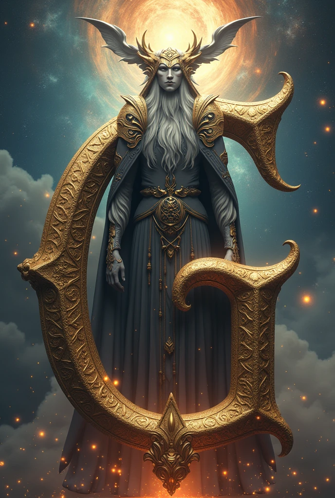 Generate a Mythicaly image in good personality of letter G use mythical font