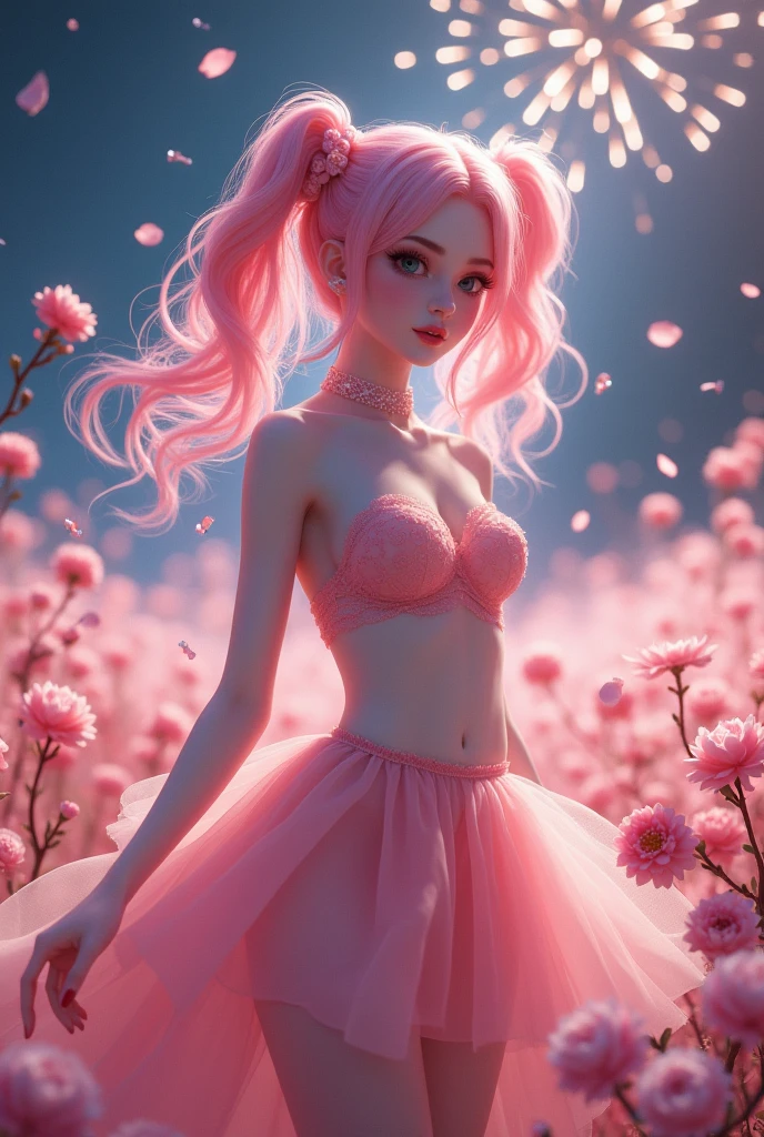 score_9,score_8_up,score_7_up,source_アニメ,(floating) (beautiful) (The breath of spring) (1 Girl) (Pink long hair), (Hair Headband), (detailed and beautiful blue eyes), ((Very short white dress, pink Lace underside), (Lace), ((Light transparent silk))), (Cherry blossom petals), (Butterfly), (Every time), (Volumetric Light)