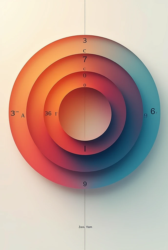 5-dimensional vector: 【a: 0.3, c: 0.7, It is: 0.8, I: 0.6, M: 0.9】Multi-layer structure circle abstract