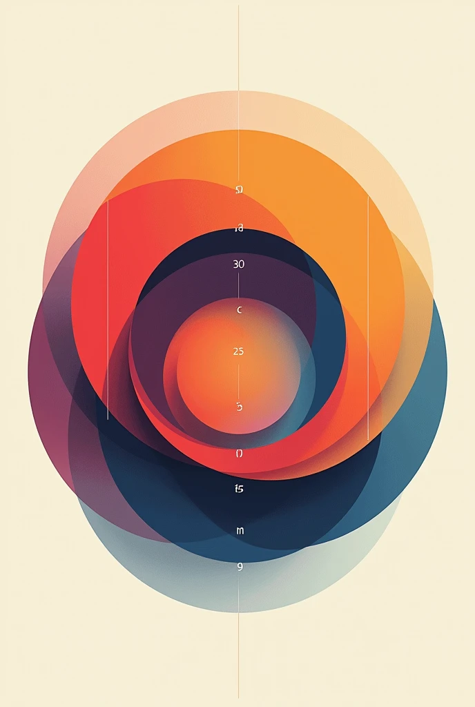 5-dimensional vector: 【a: 0.3, c: 0.7, It is: 0.8, I: 0.6, M: 0.9】Multi-layer structure circle abstract